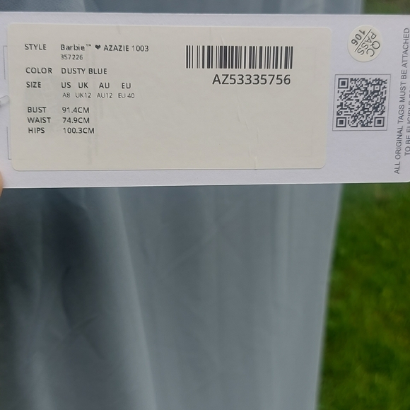 NWT - Azazie Dusty Blue Bridesmaid Dress Size 8 - Picture 5 of 6